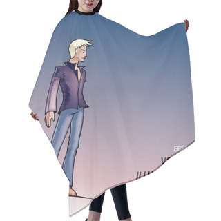 Personality  Vector Illustration Of A Blond Man. Hair Cutting Cape