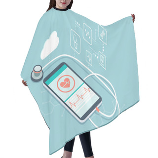 Personality  Digital Stethoscope Connected To A Smartphone And Icons: Innovative Medical Diagnosis And Technology Concept Hair Cutting Cape