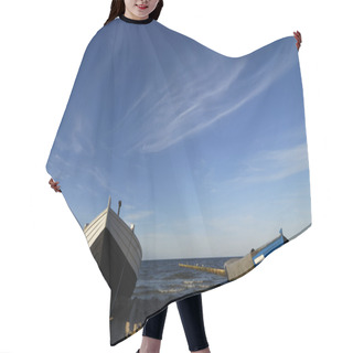 Personality  Fishing Boats On The Beach Hair Cutting Cape