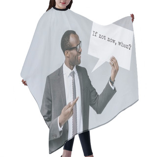 Personality  African American Businessman With Blank Card Hair Cutting Cape