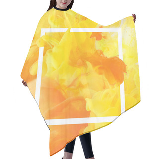 Personality  Creative Design With Flowing Yellow And Orange Paint In White Square Frame Hair Cutting Cape