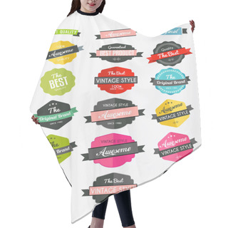 Personality  Set Of Colorful Retro Labels Hair Cutting Cape