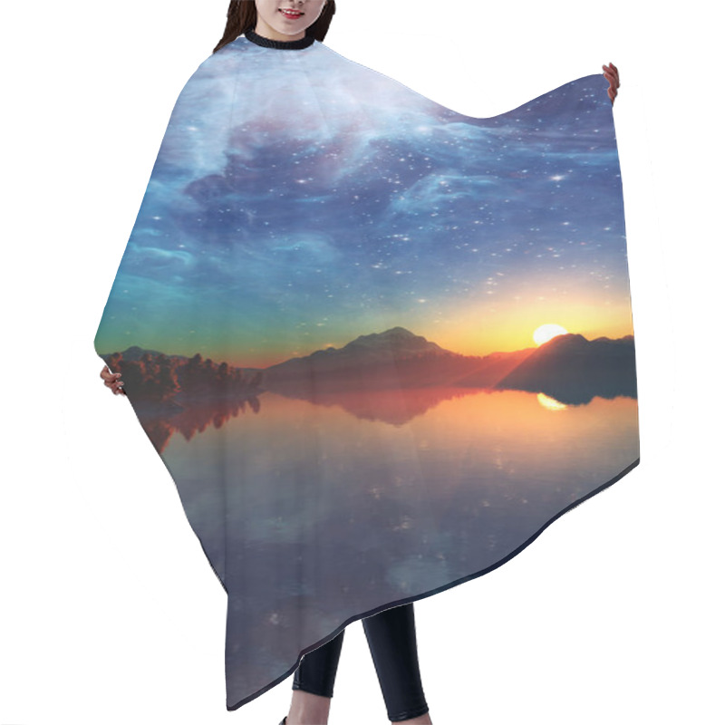 Personality  Landscape Under The Milky Way.  Hair Cutting Cape