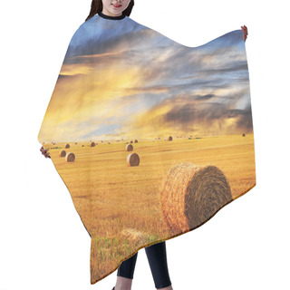 Personality  Golden Sunset Over Farm Field Hair Cutting Cape