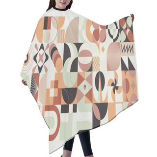 Personality  Decorative Art Inspired By Mid Century Movement Design Made With Abstract Geometric Shapes And Bold Forms. Digital Graphics For Poster, Cover, Art, Presentation, Prints, Fabric, Wallpaper And Etc. Hair Cutting Cape
