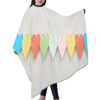 Personality  Top View Of Colorful Heart Shaped Papers In Line, Panoramic Shot Hair Cutting Cape