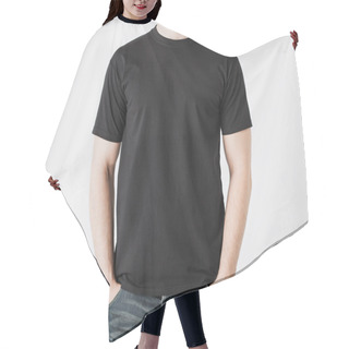 Personality  Man In Blank T-shirt Hair Cutting Cape