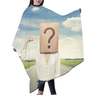 Personality  Woman Pointing At Question Hair Cutting Cape
