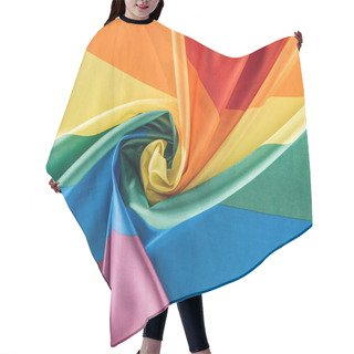 Personality  Top View Of Rainbow Flag Creased In Spiral Shape, Lgbt Concept Hair Cutting Cape