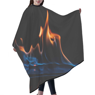 Personality  Close Up View Of Burning Orange And Blue Flame On Black Background Hair Cutting Cape