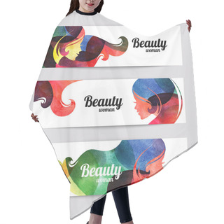 Personality  Banners With Watercolor Beautiful Girl Hair Cutting Cape