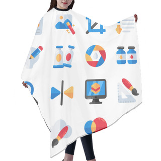 Personality  Set Of Designing And Art Tools Flat Icons  Hair Cutting Cape