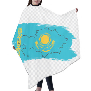 Personality  Flag  Republic Of Kazakhstan From Brush Strokes And Blank Map Kazakhstan.  High Quality Map Kazakhstan And Flag On Transparent Background. Stock Vector.  EPS10. Hair Cutting Cape