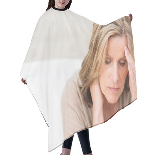 Personality  Woman Suffering From Stress Grimacing In Pain Hair Cutting Cape