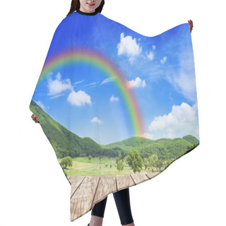 Personality  Wood Walk With Rainbow Behind Hill Hair Cutting Cape