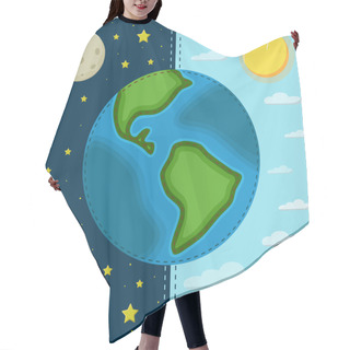 Personality  Earth On A Background Of The Day And Night. Hair Cutting Cape