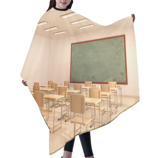 Personality  3d Illustration Of Bright Empty Classroom With Desks And Chairs Hair Cutting Cape