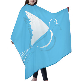 Personality  Vector Paper Dove On Blue Background. Hair Cutting Cape