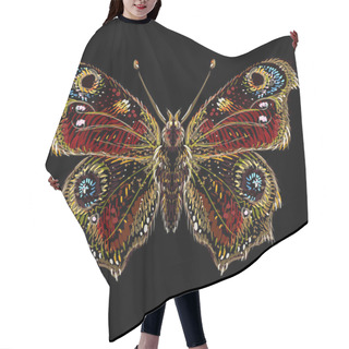 Personality  The Vector Logo Butterfly For Tattoo Or T-shirt Design Or Outwear.  Cute Print Style Butterfly Background. Hair Cutting Cape