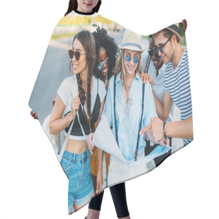Personality  Multiethnic Friends With Map Hair Cutting Cape