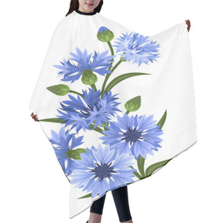 Personality  Branch Of Blue Cornflowers. Vector Illustration. Hair Cutting Cape