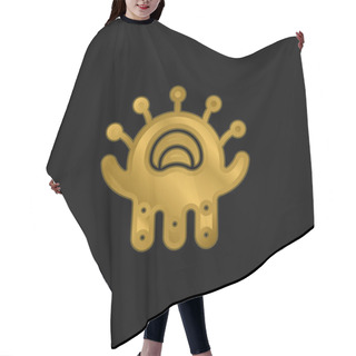 Personality  Alien Gold Plated Metalic Icon Or Logo Vector Hair Cutting Cape
