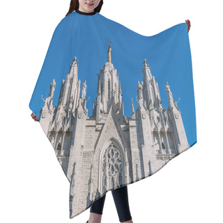 Personality   Exterior Of Temple Expiatori Del Sagrat On Clear Blue Sky Background, Barcelona, Spain Hair Cutting Cape