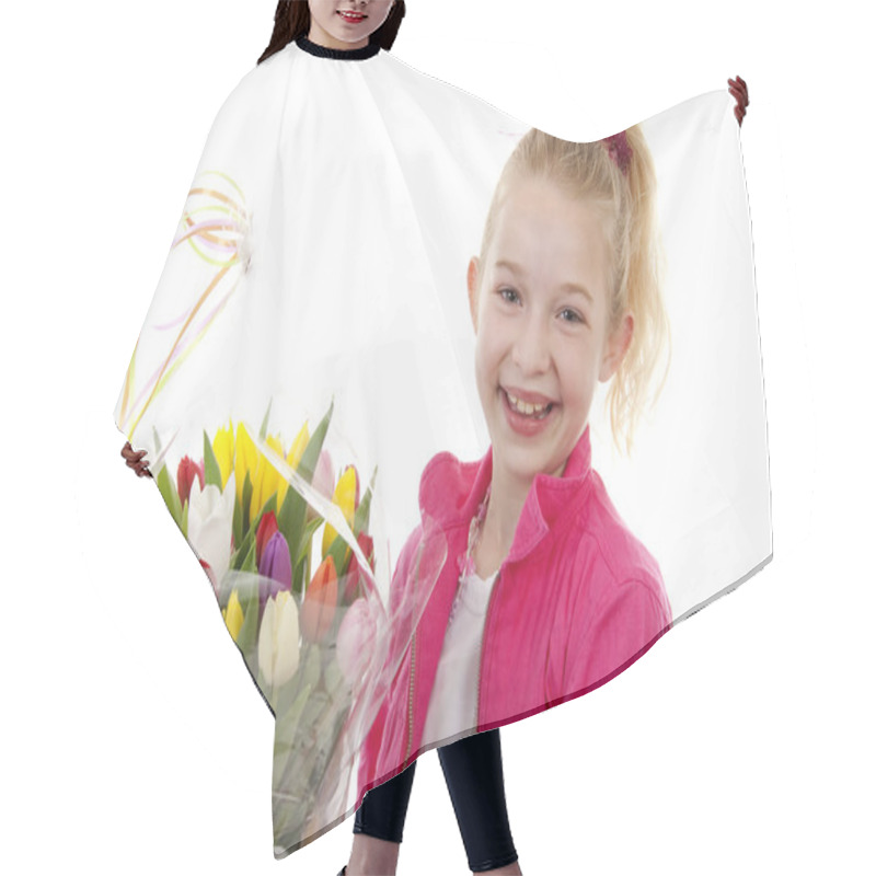 Personality  Girl with Dutch tulips hair cutting cape