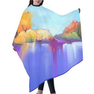 Personality  Abstract Oil Painting  Landscape Background. Hair Cutting Cape