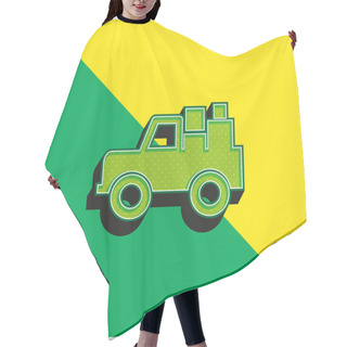 Personality  All Terrain Vehicle With Cargo Green And Yellow Modern 3d Vector Icon Logo Hair Cutting Cape