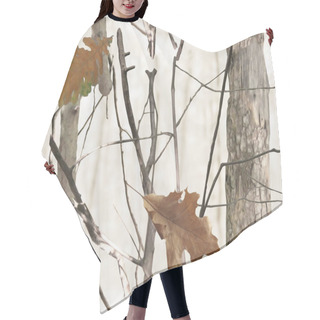 Personality  Realistic Winter Forest Camouflage. Seamless Pattern. Oak Branches And Leaves. Useable For Hunting And Military Purposes.                          Hair Cutting Cape