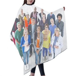 Personality  Group Of Diverse People With Various Jobs Hair Cutting Cape