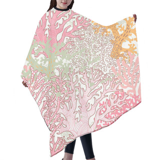 Personality  Bright Underwater Seamless Pattern With Beautiful Corals. Hair Cutting Cape