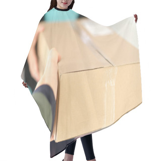 Personality  Woman Receiving Parcel Hair Cutting Cape