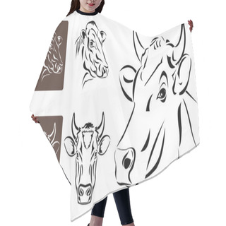 Personality  Line Art Of Cow's Head Hair Cutting Cape
