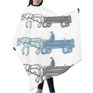 Personality  Horse With Cart. Black And White Objects. Hair Cutting Cape