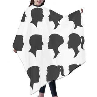 Personality  Vector Set Of Female And Male Adult And Child Cameo Silhouettes Hair Cutting Cape