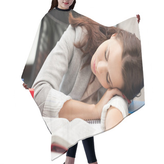 Personality  Sleeping Woman With Book Hair Cutting Cape