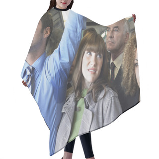 Personality  Commuter Standing By Armpit Hair Cutting Cape