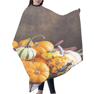 Personality  Pumpkins, Indian Corn And Variety Of Squash Hair Cutting Cape
