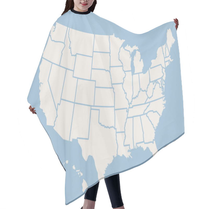 Personality  US map, copy space hair cutting cape