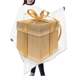 Personality  Golden Gift Box With Bow Hair Cutting Cape