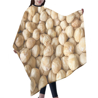 Personality  Close-Up Of Peeled Hazelnuts. Healthy Fresh Food Background. Hair Cutting Cape