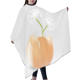 Personality  Vector Illustration Of A Dandelion In Eggshell. Hair Cutting Cape