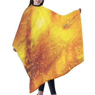 Personality  Closeup Of Golden Amber As Background Or Texture. Resin Gem. Hair Cutting Cape