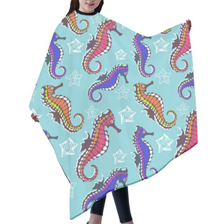 Personality  Seahorse Seamless Pattern, Vector Hair Cutting Cape