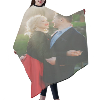 Personality  Happy Young Couple Hair Cutting Cape