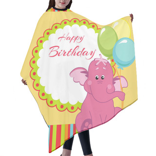 Personality  Happy Birthday Card With Pink Elephant Hair Cutting Cape