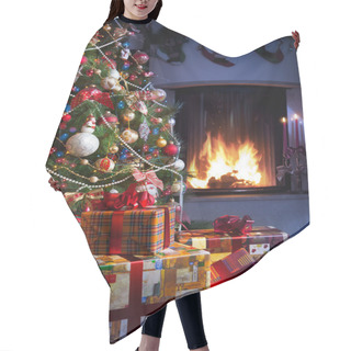Personality  Christmas Tree And Christmas Gift Hair Cutting Cape
