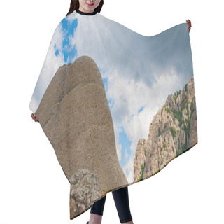 Personality  View On A Green Wild Valley With Mountain Background In A Sunny Day With Clouds Hair Cutting Cape